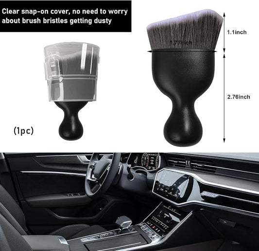 Ziciner Car Detailing Brush, Curved Soft Bristles Auto Removal Dust Collectors, Universal Vehicle Dashboard, Air Conditioner Vents etc Interior Cleaning Tool Accessories (Brown/White)