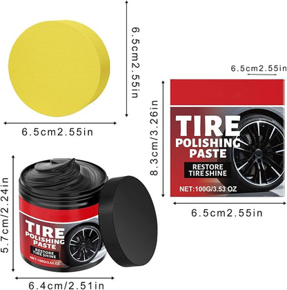 Car Tire Shine with Sponge, 100g Tire Coating Paste, Tire Polishing Paste, Wheel Shine Tire Polishing Paste for Car, Truck, Motorcycle, RV & More, 2PCS