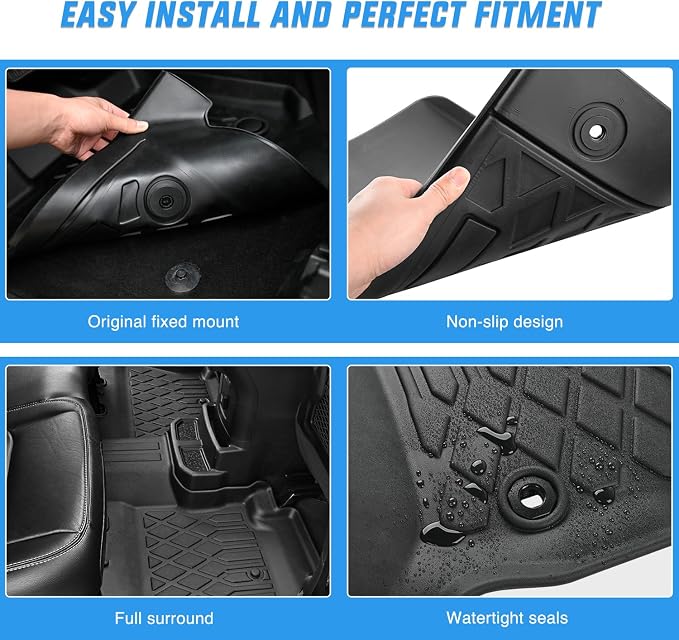 Nilight Floor Mats for Toyota Tacoma Double Cab 2005 2006 2007 2008 2009 2010 2011 2012 2013 2014 2015 All Weather Custom Fit Heavy Duty Floor Liners