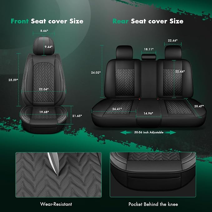 SCITOO Universal Car Seat Covers Full Set,Waterproof Automotive Seat Covers for Front and Back Seats, Premium Car Seatshelteror, Seat Covers for Cars Black – Fits Most Vehicles(Black,Full Set)