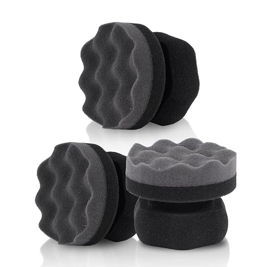3PCS Tire Shine Applicator Pads, High-Density Wave-Grip Pad for Leather & Tire Care, Auto Detailing Tool, Durable and Reusae Applicator Pad for Auto Polishing, Cleaning, and Waxing