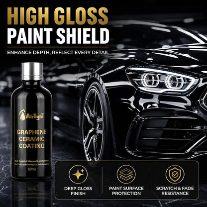 AirTighT Advanced Graphene Ceramic Coating for Cars, 80ml | Ultra-hydrophobic paint protection for cars, boats, RVs & motorcycles; helps resist scratches, UV, dirt, stains & water spots