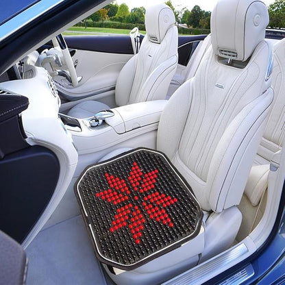 Car Beads Cooling Seat Cover, Wooden Bead Cool Cushion Mat, Large Thickened Black Red Office Chair Cushion Pad for Home Office Gift for Husband Wife 16.73"