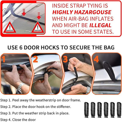Durable Car Rooftop Cargo Carrier Bag, Universal Fit for All Vehicles with or Without Rack, Includes Non-Slip Mat, Luggage Lock, 4 Door Hooks, Storage Bag