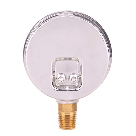 MEASUREMAN Pressure Gauge 1/4 NPT, 0-100psi/kPa Glycerin Filled Pressure Gauge with 2.5 Inch Dial Size and 304 Stainless Steel Case (0-100 psi, Lower Mount)