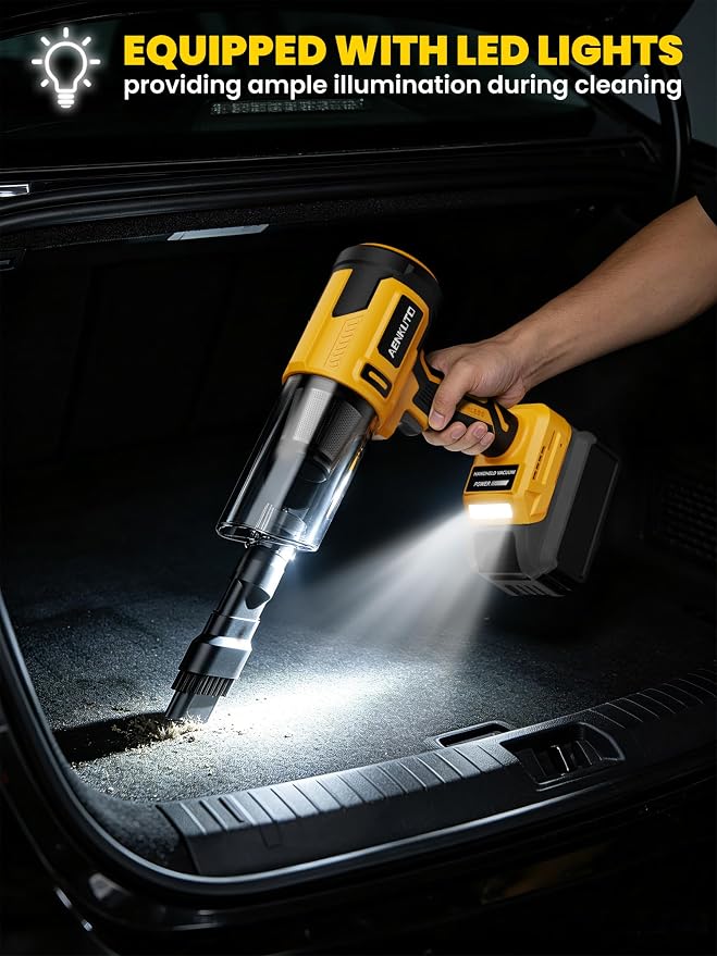Cordless Car Vacuum Cleaner Compatible with Dewalt 20V MAX Batteries, Portable Handheld Vacuum for Pet Hair & Sand, Capable of Quick Vehicle Interior & Garage Cleanup, (Battery Not Included)
