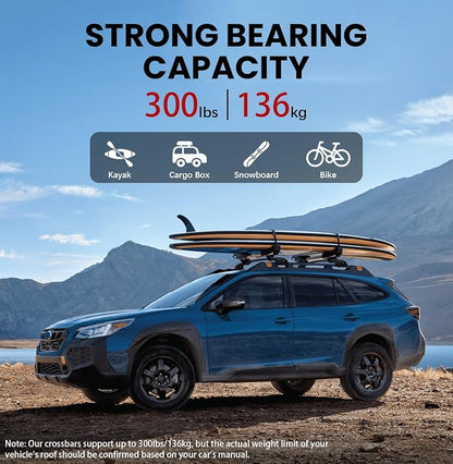 300lbs Roof Rack Cross Bar Compatible with Subaru Outback Wilderness 2022-2025 (Only Fit Wilderness), Aluminum Roof Rails Crossbar for Rooftop Cargo Kayak Bike Snowboard