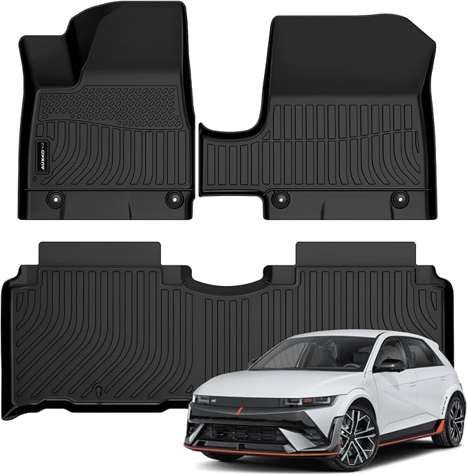 Auxko All Weather Floor Mats for 2026 2025 Hyundai IONIQ 5 SE/SEL/SE Standard Range (Exclude XRT & Limited) Unmovable Console TPE All Season Accessories Odorless Anti-Slip