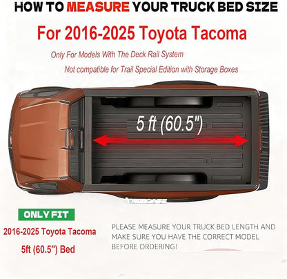 Soft Tri-Fold Truck Bed Tonneau Cover for 2016-2025 2026 Toyota Tacoma Fits 5FT Bed (60.5") | Only for Models with The Deck Rail System | Tacoma Accessories 2016-2023