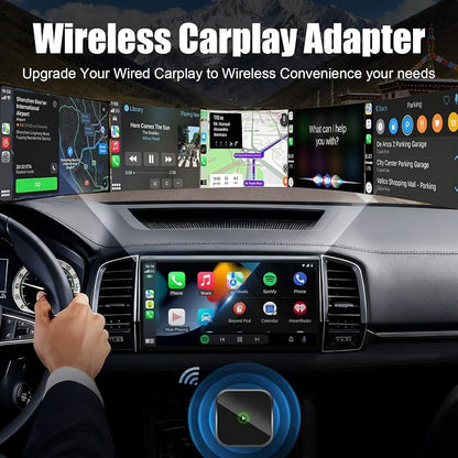 2-in-1 Mini Wireless CarPlay Adapter for Apple iPhone & Android Auto Adapter,2025 Upgrade Wired to Wireless,Plug & Play, Fast Stable Connection Car Play for iOS 10+/Android 11+,USB-A/Type-C Cable