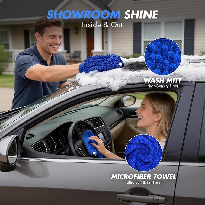 28PCS Car Detailing Kit Interior Cleaner, Car Interior Cleaning Kit with Cordless Handheld Vacuum, 2-in-1 Mop, Interior Car Detailing Brushes, Windshield Cleaner, Car Accessories Gift for Men Women