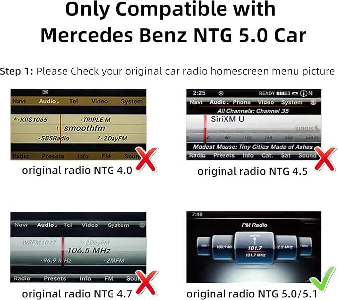CarPlay Android Auto Adapter Decoder Retrofit Kit Fits Mercedes Benz 2015-2018 A/B/C/E/GLA/GLC/GLS/GLE with NTG System, Supports Wireless CarPlay Android Auto/Mirror Link/Camera/USB Drive/NAV