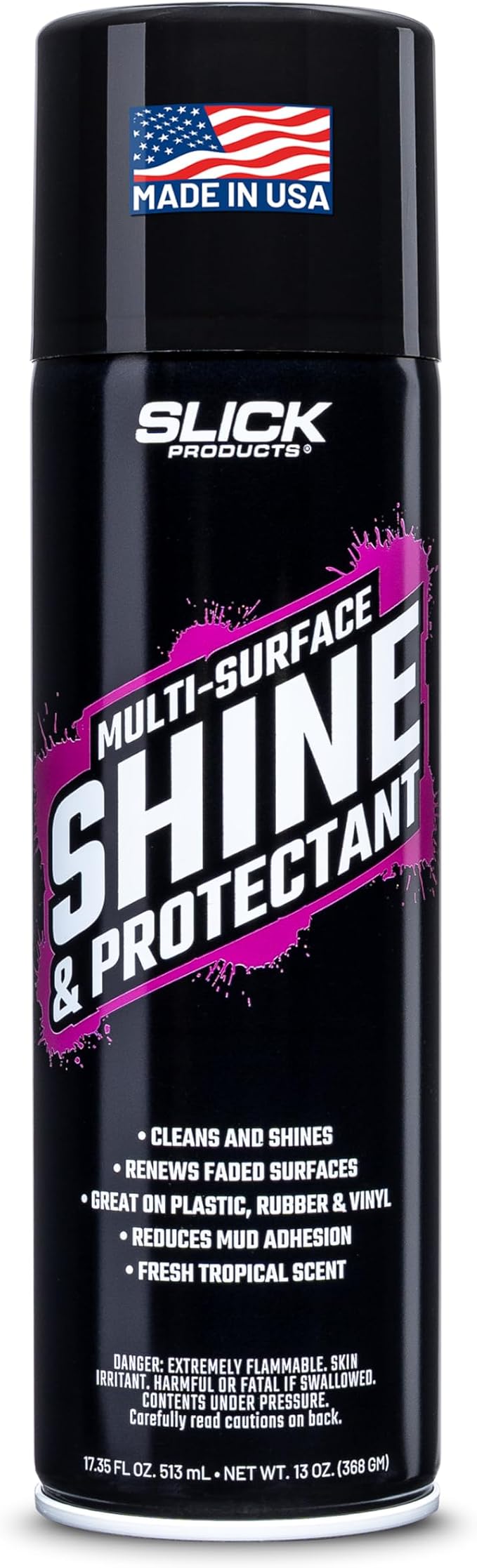 Slick Products Shine & Protectant Spray 17.35 FL OZ. - High Gloss Clear Coating Renew Vinyl, Plastic, Rubber, Trim, Tire, Engine, Car, Truck, Motorcycle, Dirt Bike