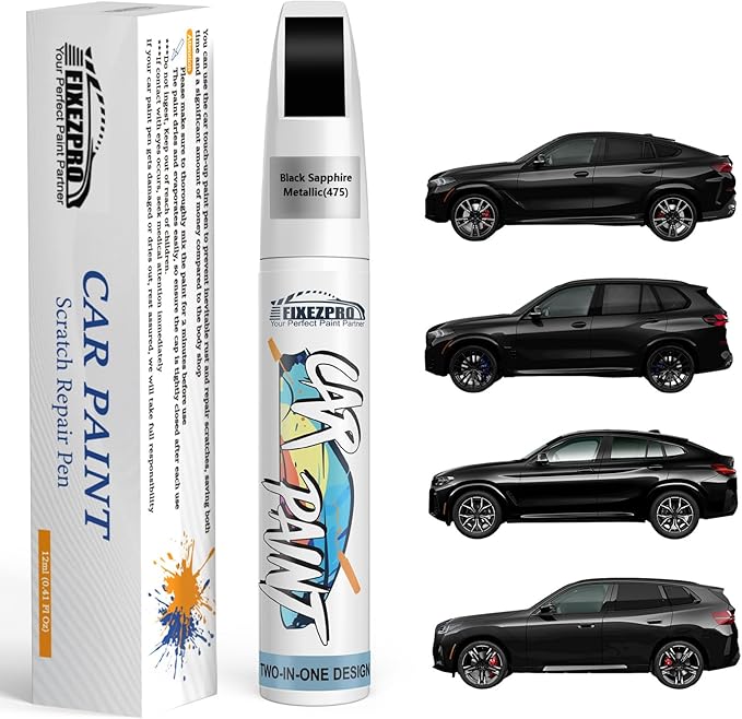475 Black Sapphire Metallic Touch Up Paint for BMW, Color Exact Match Car Paint Scratch Repair Remover Pen Kit Quick & Easy Fix Vehicle Chips and Automotive Nicks Scuff