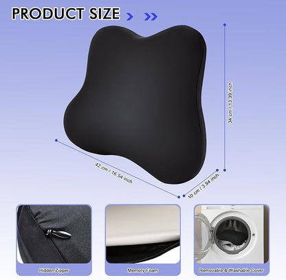 Ergonomic Lumbar Support Pillow for Office Chair, Memory Foam Lumbar Pillow Promote Back Pain Relief & Improve Posture, Low Back Support for Car, Gaming Chair, Couch, Breathable Cover, Black