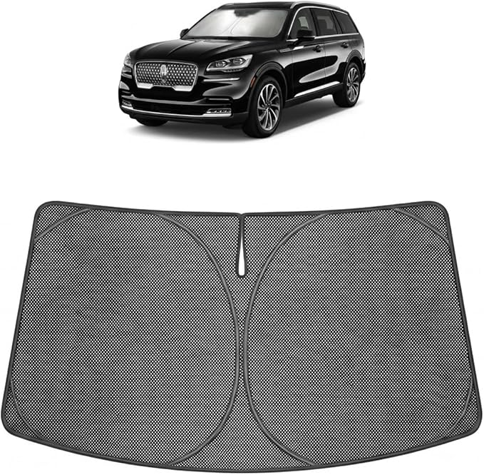 Proadsy Windshield Sun Shade Custom Fit Lincoln Aviator 2020-2026 Ice Crystal Black Front Window Sunshade UV and Heat Blocker Foldable Visor Keeps Car Cooler for Summer Parking and Daily Use