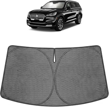 Proadsy Windshield Sun Shade Custom Fit Lincoln Aviator 2020-2026 Ice Crystal Black Front Window Sunshade UV and Heat Blocker Foldable Visor Keeps Car Cooler for Summer Parking and Daily Use
