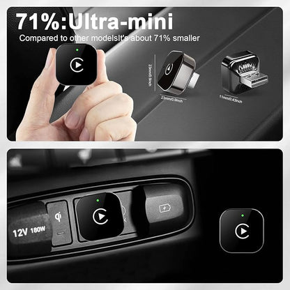 Crelander 2-in-1 Wireless Carplay Adapter with Wired Carplay (USB to C), Metal Design Mini Wireless CarPlay Adapter for iPhone iOS 10+ System (2026 Upgraded