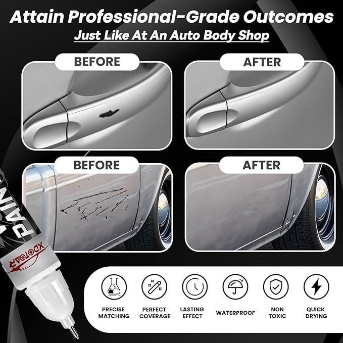 Silver Touch Up Paint for Cars, Professional Automotive Paint Scratch Repair, Lasting Auto Scratch Remover, Color Accurate, Quick Drying, Easy to Use, Safe and Waterproof, Versatile Use