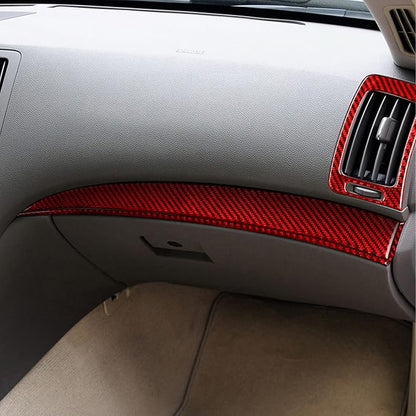 NVCNX Real Carbon Fiber for Infiniti G37 2011-2013 Coupe Sedan Convertible Interior Trim Kit Accessories Cover Decal Set Air Vent Gear Shift Panel Center Console Black/Red 23PCs (Red)