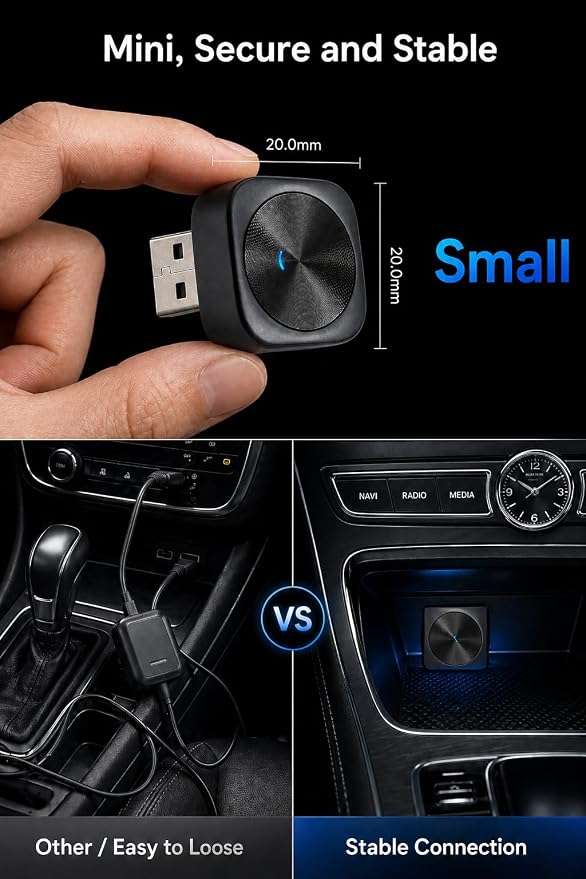 Wireless CarPlay Adapter for iPhone & Android with USB/USB-C Port, 2026 Upgraded 2-in-1 Android Auto Mini Car Play Adapter, Plug & Play Dongle, Converts Wired to Wireless, No Delay Fast Auto-Connect
