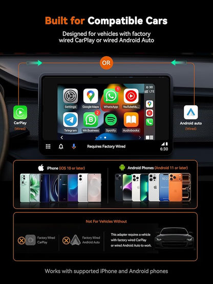 Spedal 4-in-1 Wireless CarPlay Adapter, Android Auto, AirPlay & MirrorLink | Auto-Connects At Ignition, No Daily Cable Needed; Dual-Band WiFi & BT 5.3 For Stable Connection; USB-A & USB-C Included