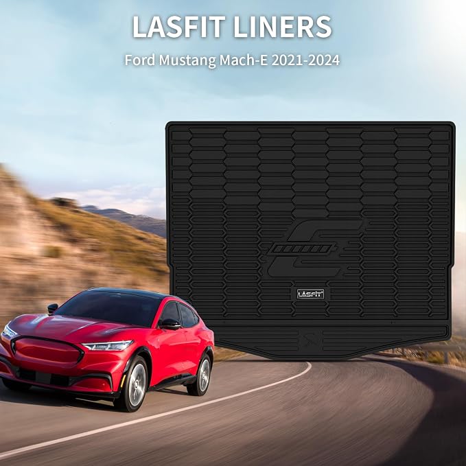 LASFIT Trunk Mat for Ford Mustang Mach-E 2021-2025 2026 (Trunk Base Upper Position) TPE All Weather Custom Fit Cargo Liner