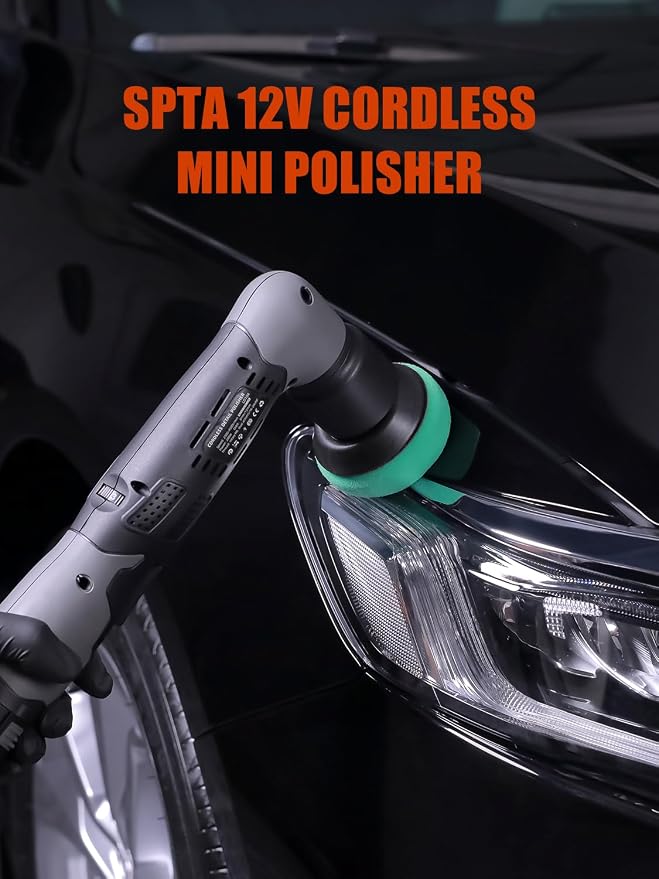SPTA Cordless Mini Polisher, 12V Cordless Multi Polisher, Micro Cordless Scratches Killer Car Polisher RO/DA Mini Auto Machine Sets With Polishing Pad And Wool Pads for polishing, Sanding and Cleaning