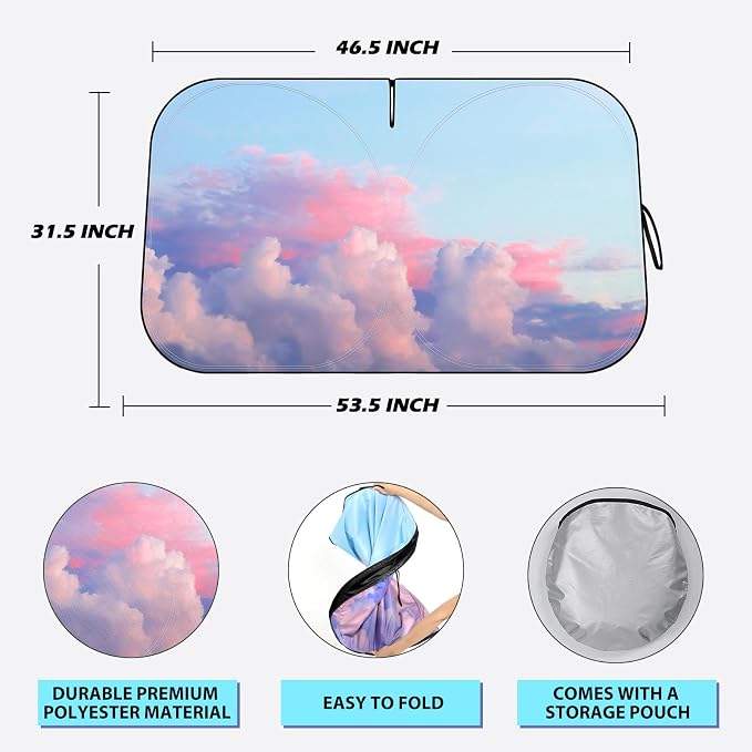 Car Windshield Sun Shade, Folding Car Shades for Front Windows UV Rays Sun Cover Shade, Keeps Your Vehicle Cool