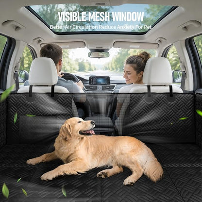 PROZAR Dog Car Seat Cover for Back Seat, Hard Bottom Back Seat Extender, Pet Cover for Dogs - Supports 400lbs, Waterproof Heavy Duty Scratch Dog Hammock for Midsize SUVs & Trucks, 56in -Black