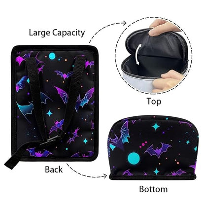 Colored Bats Stars Pattern Car Trash Can Leakproof Garbage Bag with Lid and Zipper 1.2Gal Trash Bin Hanging for Back Seat Halloween Car Accessories Universal Fit