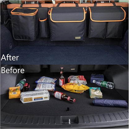 Deluxe Trunk and Backseat Organizer for Medium or Large Size SUVs & RVs, Detachable Storage Modules with Built-in Cooler, Patent Pending