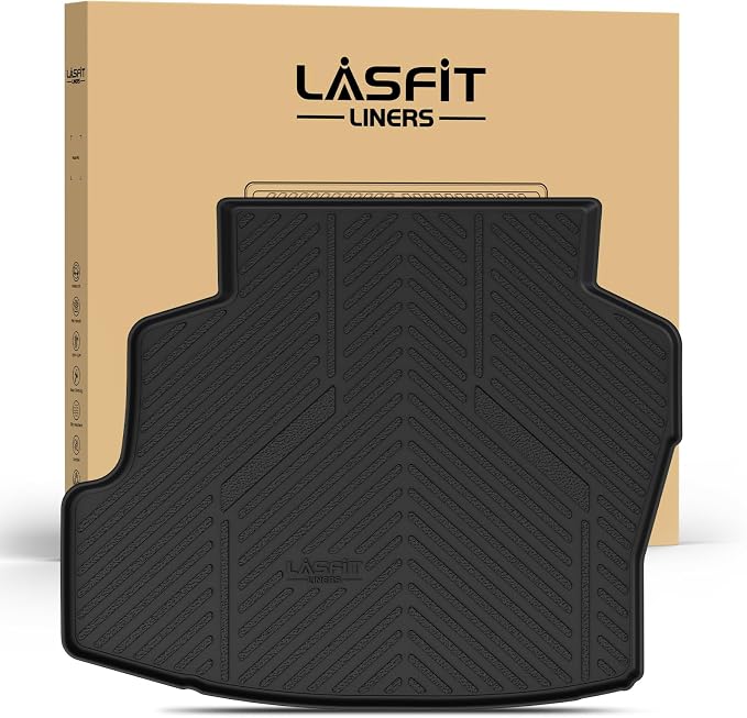 LASFIT Cargo Mat for 2009-2010 Toyota Corolla, All Weather TPE Custom Fit Trunk Mat Trunk Liner for Toyota Accessories, Waterproof, Easy to Clean, Black