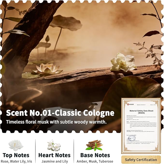 Car Air Freshener Refill, Waterless Essential Oil, Only for SSCILIFE Smart Car Air Freshener, Scent_No.01 Classic Cologne