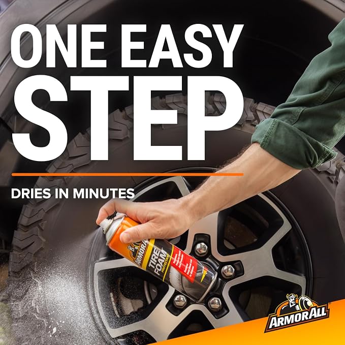 Armor All Tire Foam, Tire Cleaner Spray for Cars, Trucks, Motorcycles, 20 Oz Each, 1.25 Pound (Pack of 2)