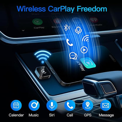 (2026 Upgraded) Wireless CarPlay Adapter for Apple iPhone＆Android, Small Size,Plug and Play,Fast and Stable Connection Wireless Adapter for CarPlay＆Android-No Latency to Screen(Blue)