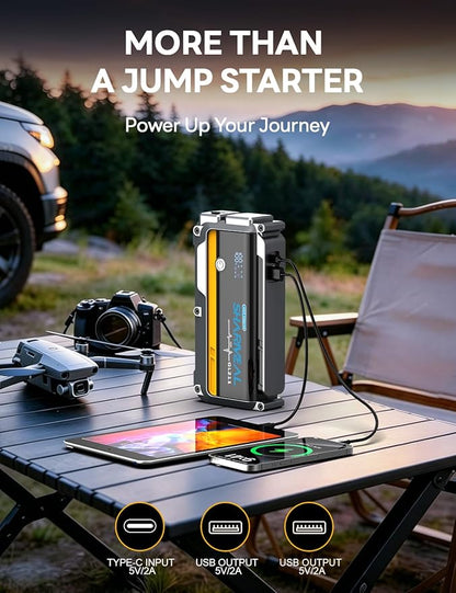 Sharmeal 7000A Car Battery Jump Starter, 12000mAh Car Jumper Starter Battery Pack for Up to All Gas & 12.0L Diesel Engines, 12V Portable Jump Box with 3 Modes Flashlight and Jumper Cable