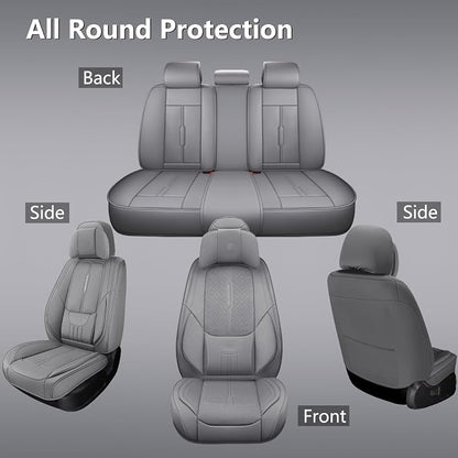 NS YOLO Universal Fit Full Coverage Leather Car Seat Covers for Cars,SUVs and Pick-up Trucks, Car Seat Protector,Automotive Seat Covers Full Set,Car Seat Cushion,Grey Seat Cover for 5 Seats