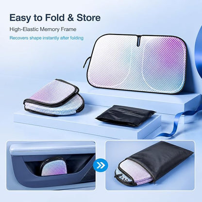 Car Windshield Sunshade, Accordion Foldable Front Windshield Sun Shade (Medium)