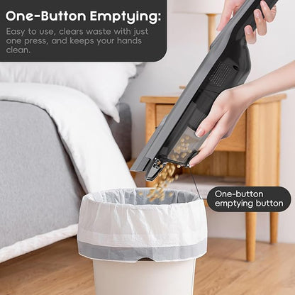 Cordless Handheld Vacuum, Lightweight Portable Hand Vacuum Cleaner with LED Light,Rechargeable Hand Held Vacuum with One-Touch Empty, Powerful Suction for Office, Home,Car, Coal