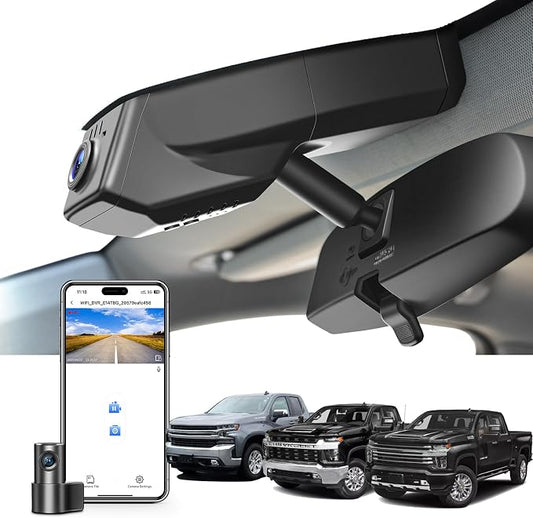 Mangoal Front 4K & Rear 1080P Dash Cam for Chevy Silverado 1500 2019-2021, 1500 Limited 2022 and HD 2020-2023 (Model B), Model B & Model A have Same Models Years but Vehicle Sensor Cover Are Different