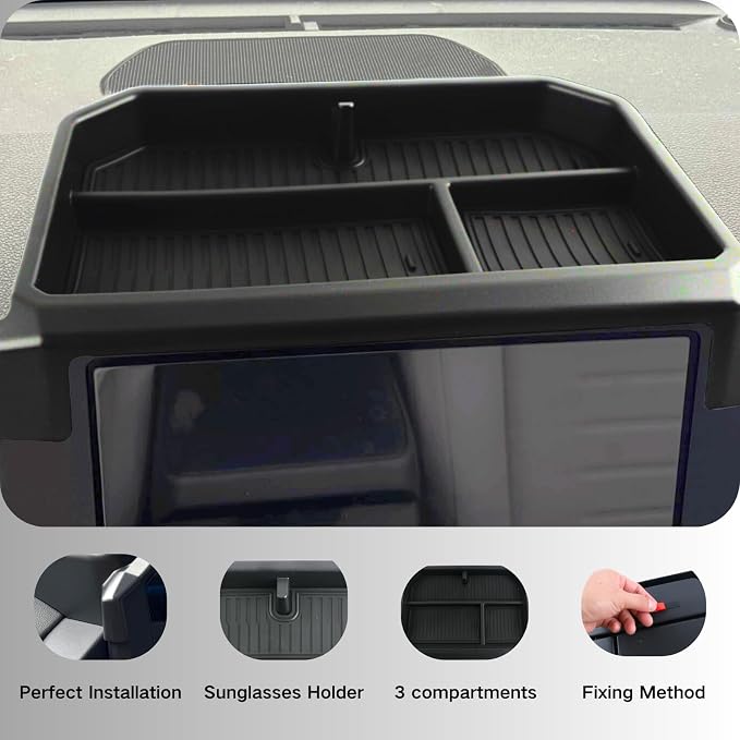 Dashboard Storage Box Compatible with 2024 2025 Toyota Tacoma and 2025 4Runner Accessories Center Console Screen Dash Organizer Tray (for 8-inch screen)