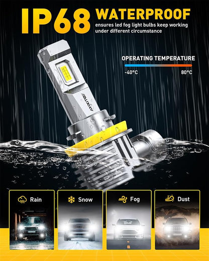 AUXITO H11 LED Bulb H8 H9 H16 80000LM 6500K Cool White, 22W Low Power Consumption, Plug-N-Play Non-Polarity Design, Perfect Beam Pattern for Fog Lights, Driving Lights, Replacement Bulbs Pack of 2