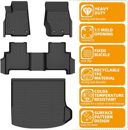 Floor Mats for Jeep Grand Cherokee 2022 2023 2024 2025, 2025 Grand Cherokee Laredo/Overland/Limited/Trailhawk/Summit Reserve/Summit/Altitude Floor Mats, ONLY 5 Seat, NOT WK or L or 4xe, TPE Non-Slip