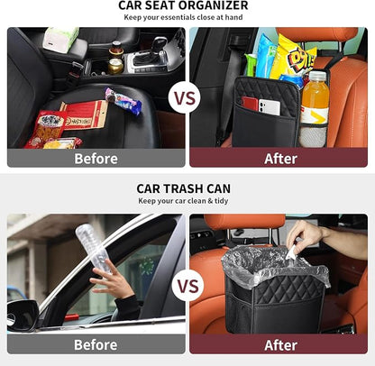 FrgKbTm 2Pack Car Seat Back Organizer, Waterproof Car Backseat Organizer with Cup Holders Large Capacity Hanging Car Storage Bag for Phones Documents Cups Bottle Travel Compatible with Most Vehicles