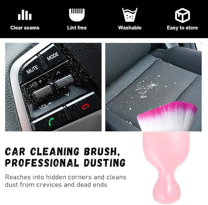 Ziciner 2 PCS Car Detailing Brush, Curved Soft Bristles Auto Removal Dust Collectors, Universal Vehicle Dashboard, Air Conditioner Vents etc Interior Cleaning Tool Accessories (Pink/White/Red)