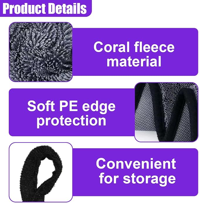Microfiber Car Drying Towel - 16" x 24" Ultra Absorbent Cleaning Cloth with Twisted-Loop Design - Microfiber Towel for Car Detailing/Household, Without Streaks or Scratches (2PCS)