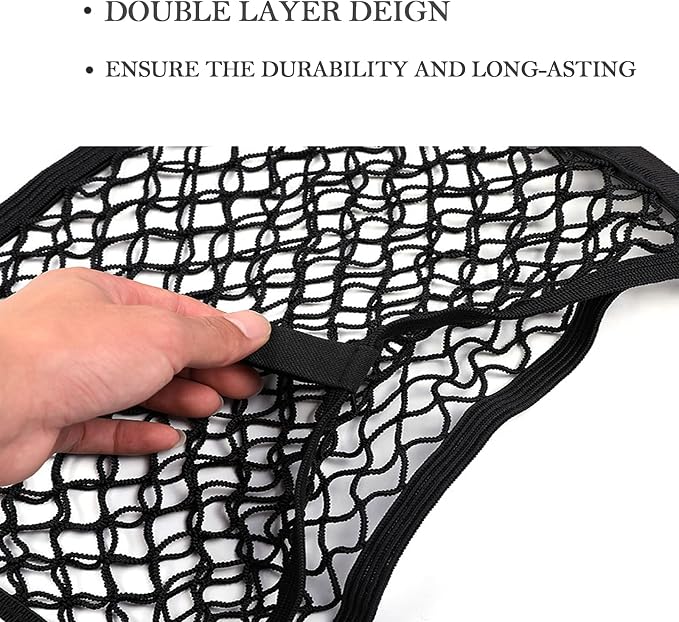 2 Pack Small Cargo Net Pocket Storage Mesh Net Elastic Automotive Cargo Nets Storage Pouch for Car Trunk Net, RV, Boat Storage Mesh Pocket Net with 8 Mounting Screws and Hooks (24 x 9.8 Inches)