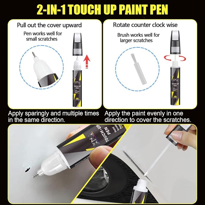 XNA Everlasting Silver(ERG) for KIA Touch Up Paint, 2 in 1 Car Scratch Remover with Pen Tip and Brush, Exact Color-Matched for Car Paint Scratch Repair, Quick & Easy Fix Chips and Nicks