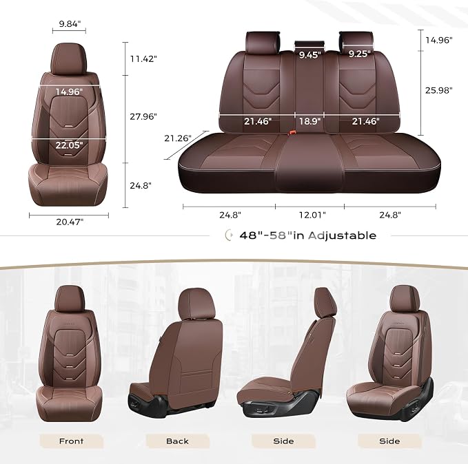 Coverado Car Seat Covers Front Seat, Coffee Front Seat Covers, Leather Seat Cover for Car, Waterproof Car Seat Protector, Automotive Seat Cover, Car Seat Cushion Universal Fit for Most Sedan SUV Truck